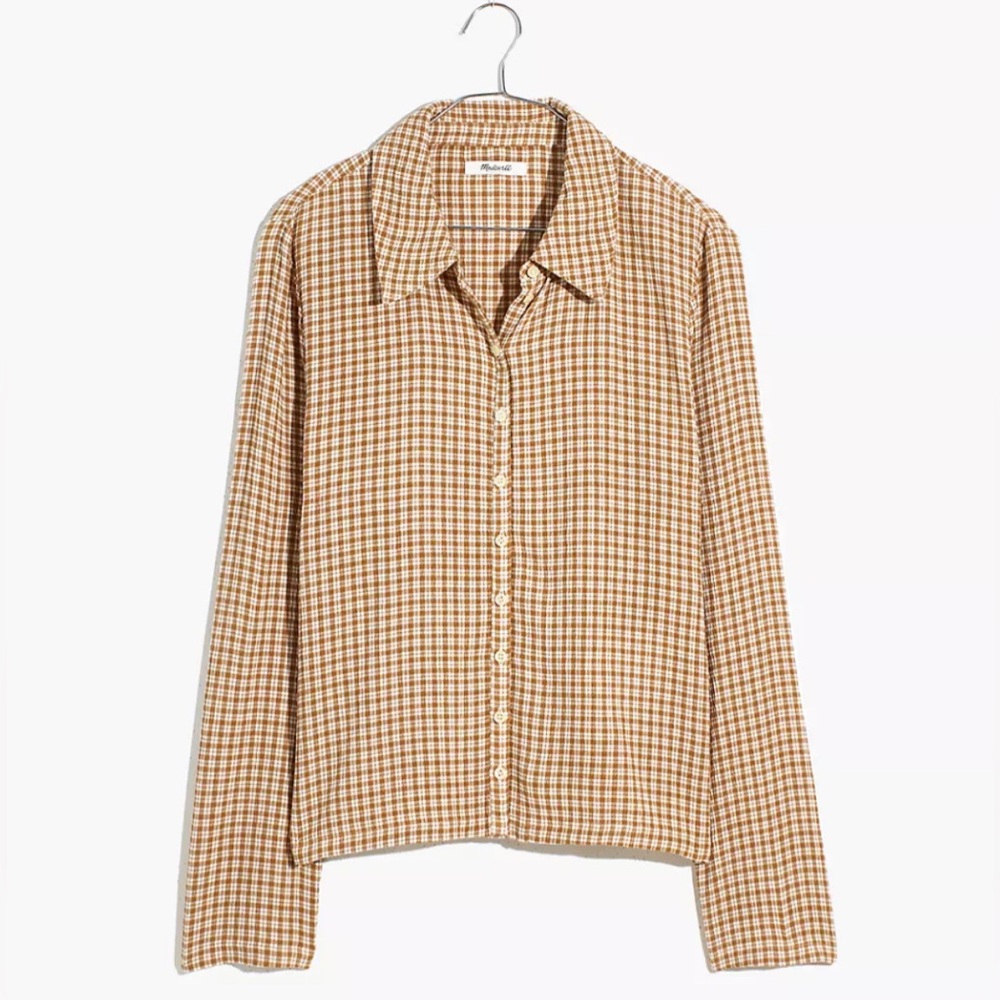 Madewell Crinkle Slim Button-Up Shirt in Plaid ( US size 4 )